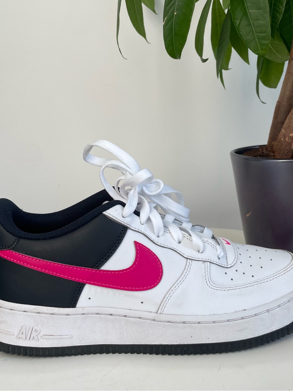Women Size 8.5 Nike Air Force 1 PS White Obsidian Pink Navy Blue Shoes Boy 7Y